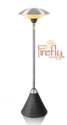 Firefly - 2,1m Hoge Vrijstaande Electrische Terrasverwarmer, Voet met Zwart Wicker