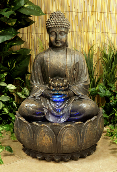 Succesvol rek hoofd Boeddha met Bloem - met verlichting € 159,99