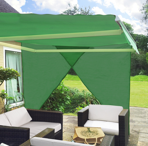 Set van 2 Driehoekige Sideshades (Schaduwdoek voor de Zijkant van een Zonwering) - Groen