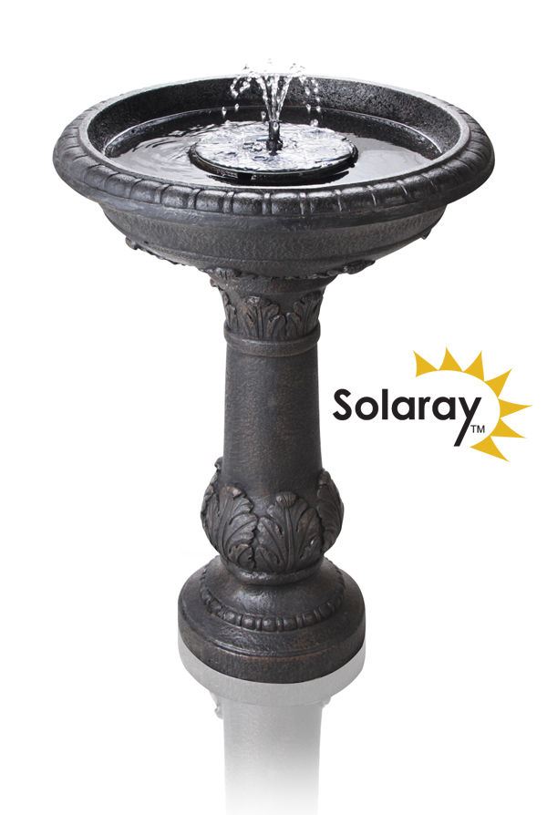 Solaray™ - 'Windsor' Vogelbad  op Zonne-energie met LED-verlichting (H65.5cm)