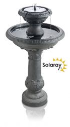 Solaray™ "Windsor" - Dubbellaags Vogelbad op Zonne-energie met LED-verlichting, H84cm