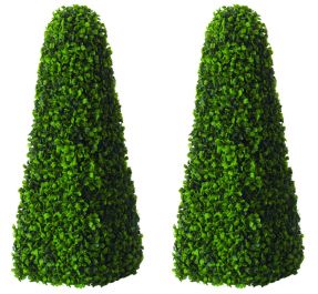 Paar Kunststoffen Buxus Obelisk Bomen van Primrose® - 60cm elk