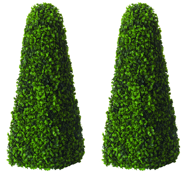 Paar Kunststoffen Buxus Obelisk Bomen van Primrose® - 60cm elk, met LED Verlichting