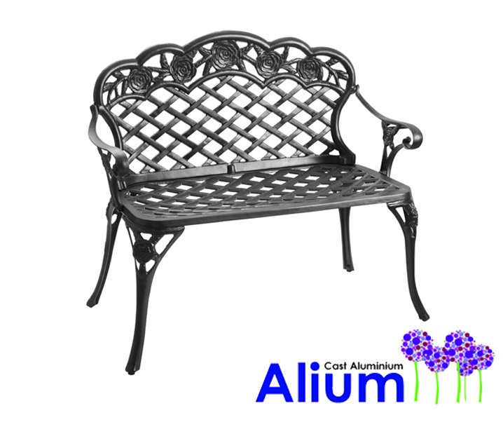 Alium™ "Franklin" - Zwarte Gegoten Aluminium Tuinbank, B95cm