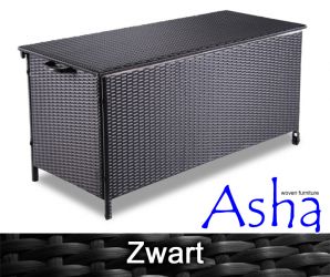 Asha™ "Leighton" - Kunststof Vlechtwerk Tuin Opbergbox, Zwart
