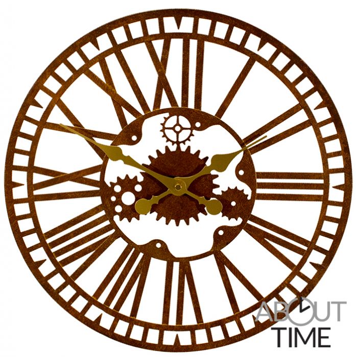 Metalen Tuinklok met Tandwiel-Versiering en Roestafwerking, van About Time™ - 40cm