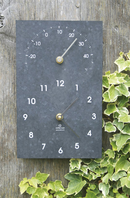 Tuinklok en thermometer van gerecycled materiaal