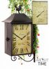 Dubbelzijdige Rechthoekige Tuinklok van About Time™, Stationsklok met Haan en Thermometer - 42cm