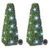 60cm Solar LED Artificial Topiary Trees by Primrose™ - 'The Buxus Obelisk'