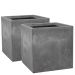 40cm Fibrecotta Cement Finish Cube Planter - Set of 2