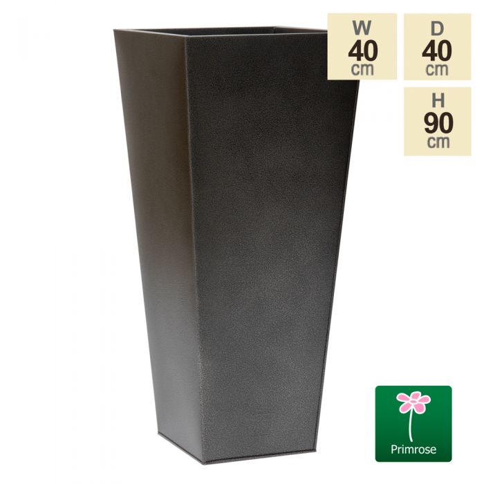 90cm Hoge Vierkante Zink Gepoedercoate Gegalvaniseerde Plantenbak - Getextureerd - Zilver & Zwart