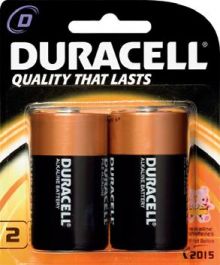 2 Verpakkingen van ieder twee Duracell D-type batterijen