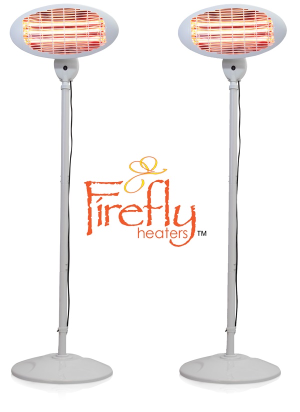 Firefly™ - Vrijstaande Elektrische Quartz Lamp Terrasverwarmer in Wit - 3 Warmte Instellingen - 2kW - IPX4 keuring