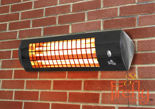 Firefly™ - 1,8kW Zwarte Wandgemonteerde Kwarts Terrasverwarmer met 3 Warmtestanden