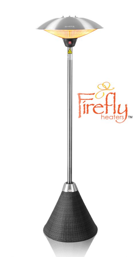 Firefly™ - 2,1m Hoge Vrijstaande Electrische Terrasverwarmer, Voet met Zwart Wicker