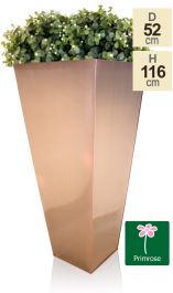 Primrose™ - Zinken Gegalvaniseerde Uitlopende Vierkante Plantenbak met Koperen Afwerking - H116cm