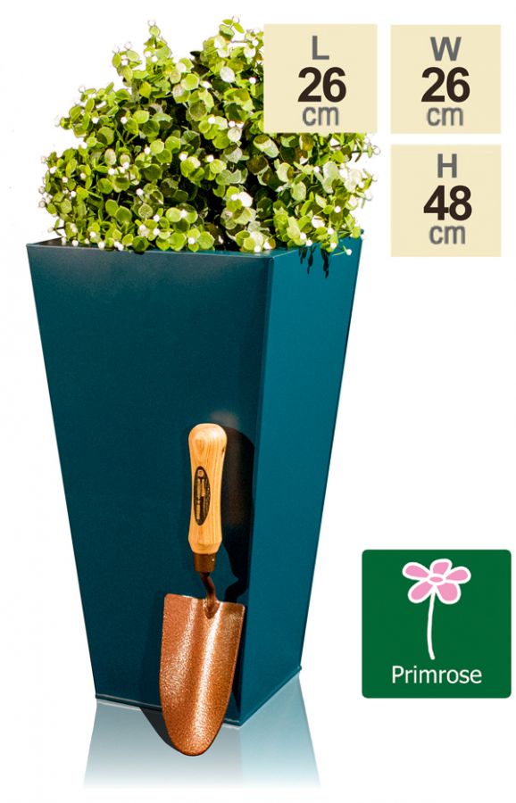 H48cm, Zinken Gegalvaniseerde Teal Uitlopende Vierkante Plantenbak - van Primrose™