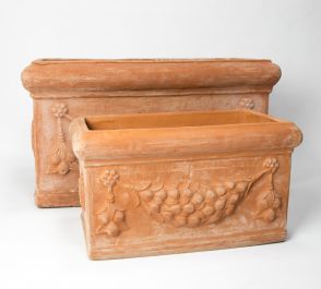 Terracotta Trog met Detail - Gemengd Set van 2 - 54/80cm