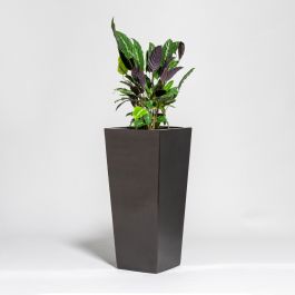Metallic Grijze Polystone Hoge Uitlopende Plantenbak - 90cm