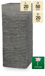 H50cm, Kleine Licht Grijze Fibrecotta Baksteen Ontwerp Toren Plantenbak - van Primrose™
