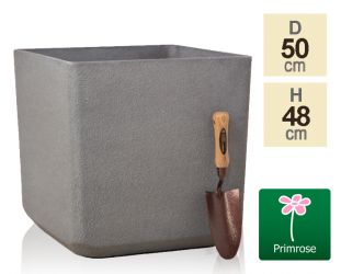 Primrose™ - Vulkanisch Grijze Vierkante Plantenbak - H48cm