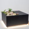 92cm, Graniet Fibrecotta Vierkante Plantenbak met LED Lichtjes