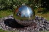 W5ft Polished Stainless Steel Sphere Water Feature with Lights - By Ambienté