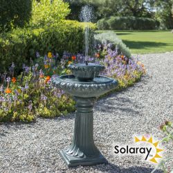 Solaray™ - "Victoriana"  Vogelbad op Zonne-energie met Verlichting, (H79cm)