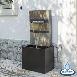 Alhambra Drinkbak Waterval van Ambienté™ - 100cm, zink en steen, met verlichting