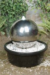 40cm bol fontein van gepolijst roestvrij staal met LED verlichting