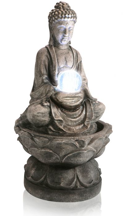 Medium Boeddha met Kristallen Bol en verlichting