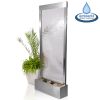 H173cm Silver Falls Stainless Steel Water Wall with Lights | Indoor/Outdoor Use by Ambienté