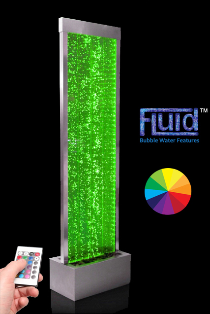 Bubbelwand met RVS Frame, van Kleurveranderende Led-verlichting en Afstandsbediening - H184cm
