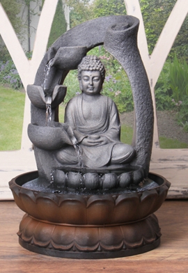 "Boeddha" - Tafelmodel Waterelement met Led-verlichting B20,5cm x D20,5cm x H30cm