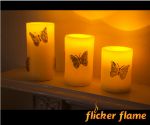 Bougies à Flamme Scintillante avec Papillons - Lot de 3
