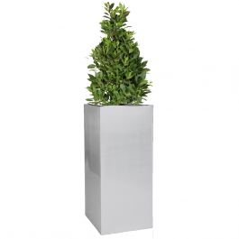 Hoge Kubus Plantenbak, Zilverkleurig (Verzinkt) – Middelgroot Hoogte 75cm x Breedte/Diepte 32cm