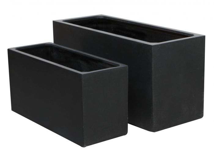 Zwarte Polystone (Trog) Plantenbak - Set van 2 - L80cm/L100cm