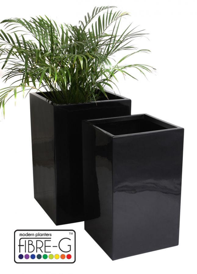 Hoge Vierkante Plantenbak - Zwarte Gel Coating - Klein