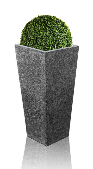 Zwarte Poly-Terrazzo Hoog Uitlopende Vierkante Plantenbak - Set van 2 - 91cm