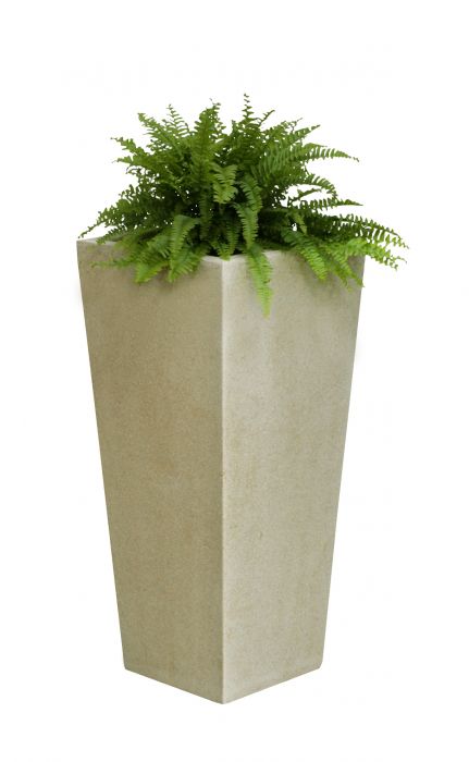 Uitlopende Vierkant Plantenbak van Wit Poly-Terrazzo – Hoogte 91cm x Lengte/Breedte 41cm