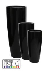 Hoge Ronde Glasvezel Plantenbak - Zwarte Gel Coating – Klein