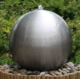 45cm bol fontein van geborsteld roestvrij staal met LED-licht