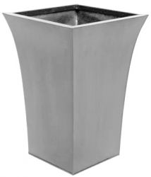 Uitlopende Vierkante Zilverkleurige Plantenbak van Verzinkt Staal - H49cm  x 35,5cm